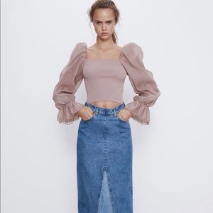 ZARA Contrasting Organza Top